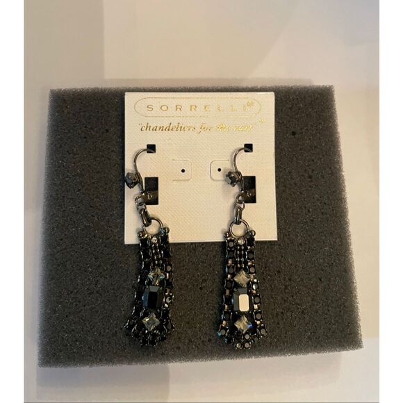 Sorrelli Black Crystal Chandelier Drop Earrings – Original Card Antique Look - Picture 1 of 6